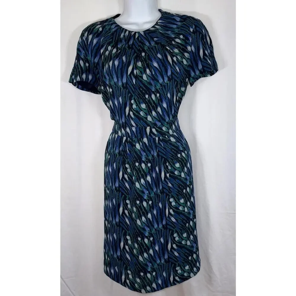 Tory Burch Short Sleeve Silk Sheath Dress Preppy Career Office Wardrobe Staple 2